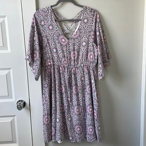 Short Sleeved Dress - Black, Pink, White, Periwinkle